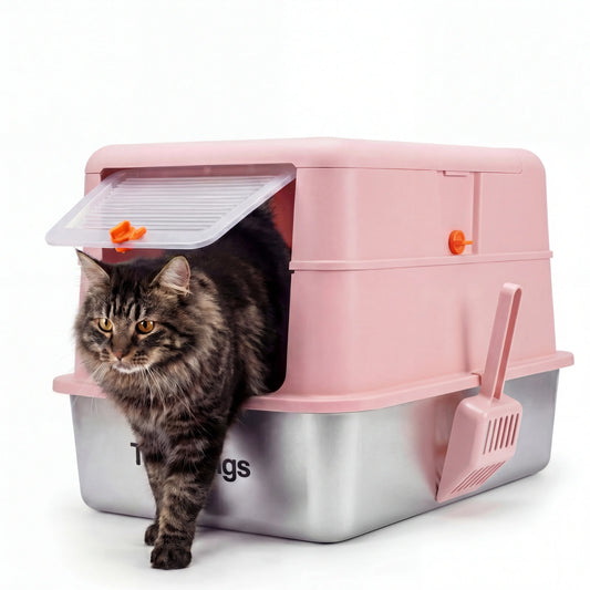 Stainless Steel Enclosed Cat Litter Box with Lid