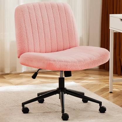 Wide Cross Legged Office Chair with Thick Cushion, Swivel & Rocking Function
