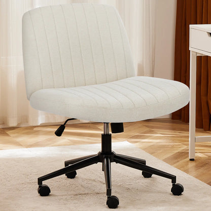 Wide Cross Legged Office Chair with Thick Cushion, Swivel & Rocking Function
