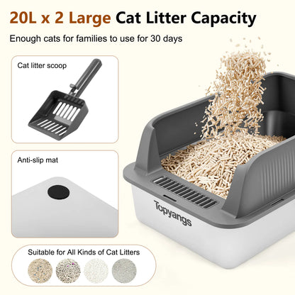 XL Stainless Steel Cat Litter Box 2-Pack – High-Sided & Easy Clean