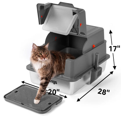 Stainless Steel Cat Litter Box with Lid – High-Sided & Leak-Proof