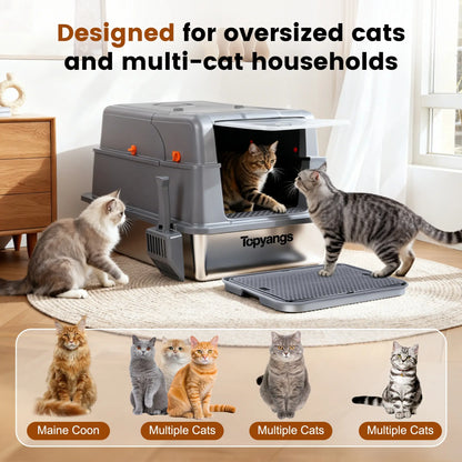Stainless Steel Cat Litter Box with Lid – High-Sided & Leak-Proof