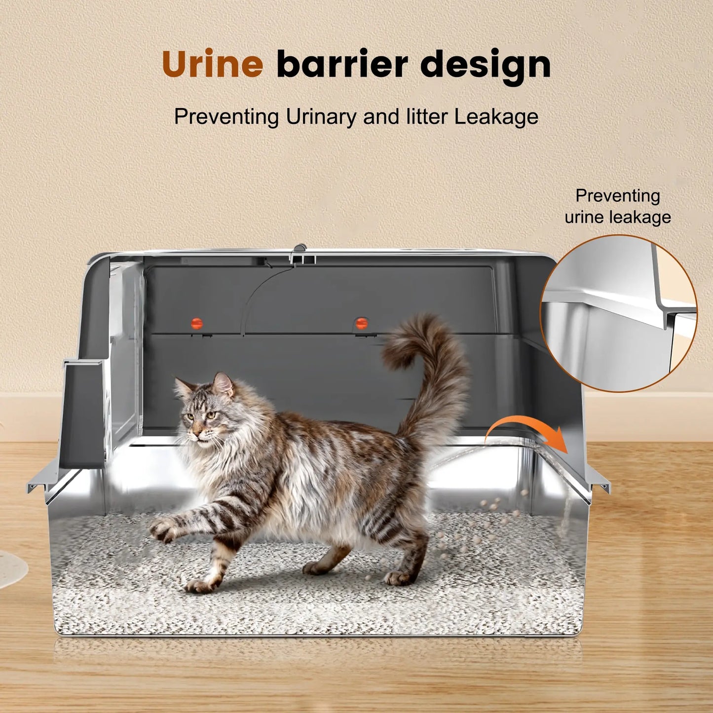 Stainless Steel Cat Litter Box with Lid – High-Sided & Leak-Proof