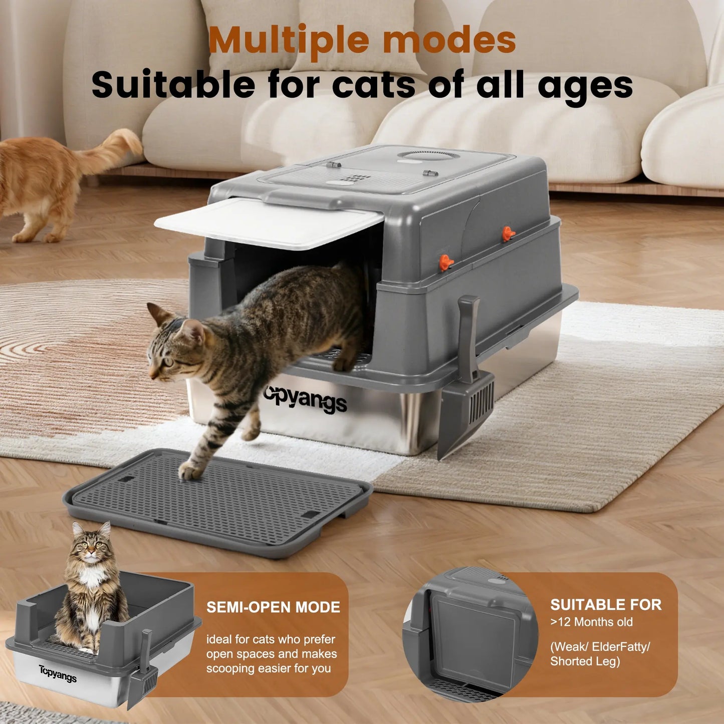 Stainless Steel Cat Litter Box with Lid – High-Sided & Leak-Proof