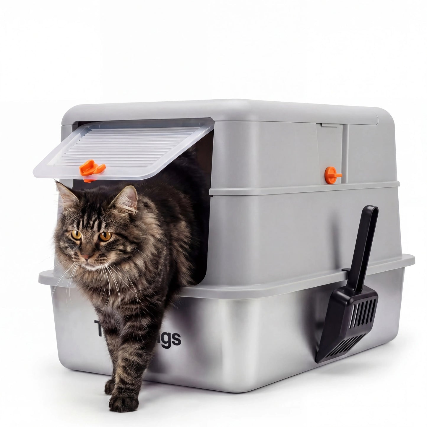 XL Stainless Steel Cat Litter Box with Lid – Splash-Proof & Easy Clean