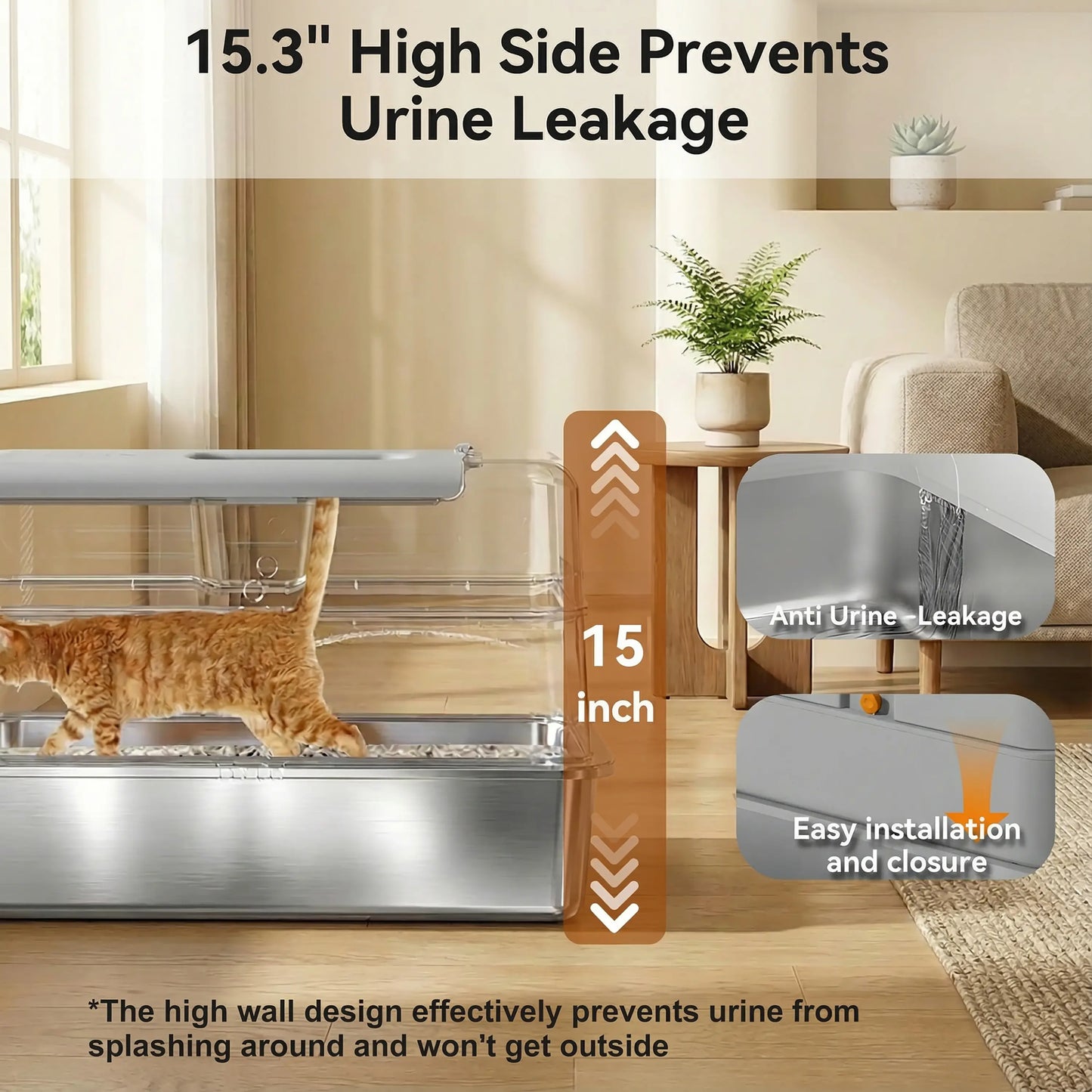 XL Stainless Steel Cat Litter Box with Lid – Splash-Proof & Easy Clean