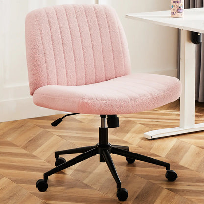 Wide Cross Legged Office Chair with Thick Cushion, Swivel & Rocking Function