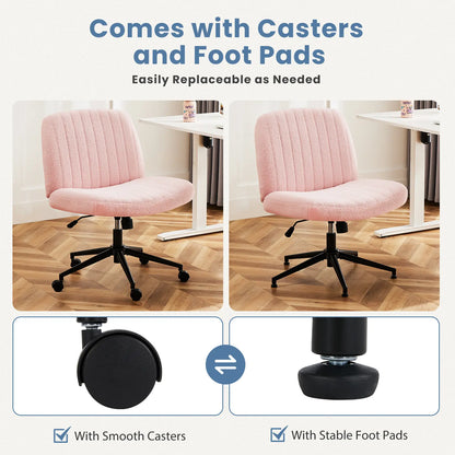 Wide Cross Legged Office Chair with Thick Cushion, Swivel & Rocking Function