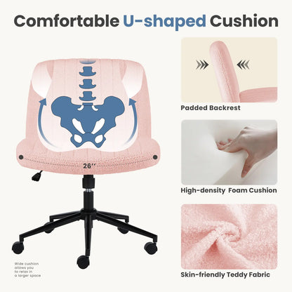 Wide Cross Legged Office Chair with Thick Cushion, Swivel & Rocking Function