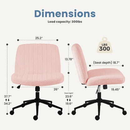 Wide Cross Legged Office Chair with Thick Cushion, Swivel & Rocking Function