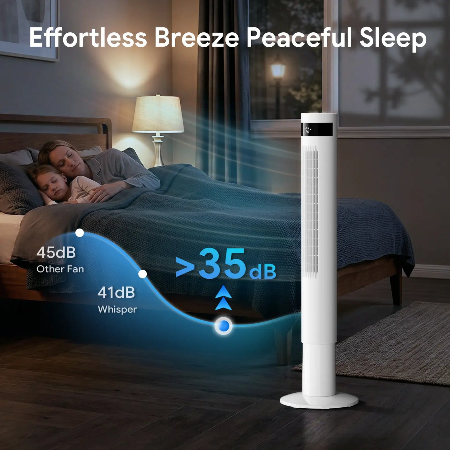 Smart Tower Fan with Quiet Cooling, Remote Control & Oscillation