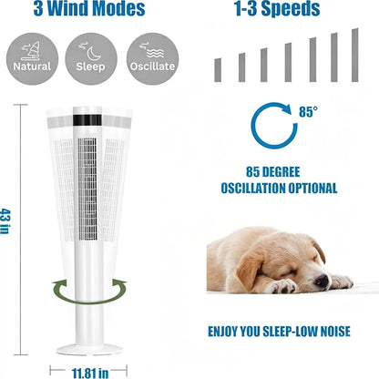 Smart Tower Fan with Quiet Cooling, Remote Control & Oscillation